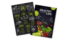Impresión de kits de folletos de menús para bares y restaurantes 